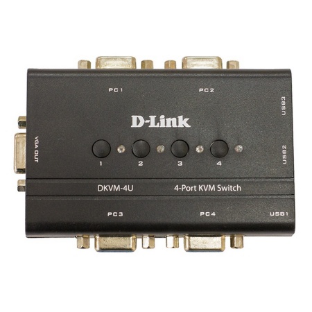 Коммутатор консоли D-Link 4-port KVM Switch, VGA+USB ports