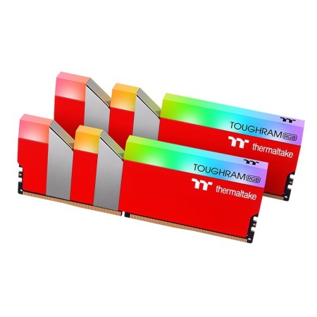 16GB Thermaltake DDR4 3600 DIMM TOUGHRAM RGB Racing Red Gaming Memory RG25D408GX2-3600C18A Non-ECC, RG25D408GX2-3600C18A CL18, 1.35V, Heat Shield, XMP 2.0, Kit (2x8GB), RTL (528306)