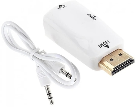 Переходник аудио-видео Premier 5-983AC HDMI (m)/VGA (f)/Jack 3.5 (f) белый