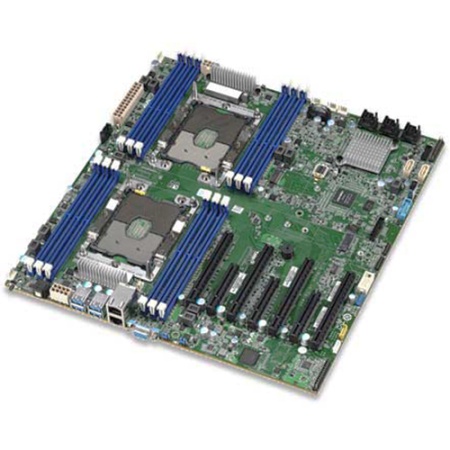 TYAN S7100GM2NR Dual-socket server/workstation motherboard Dual socket Xeon Scalable Processor Family, (12) DIMM slots supporting up to 1.5TB DDR4 RAM, (4) PCIe x16 slots with support for 4 GPU cards, (3) PCIe x8 slots, (14) SATA ports,(2) NVMe M.2 ports