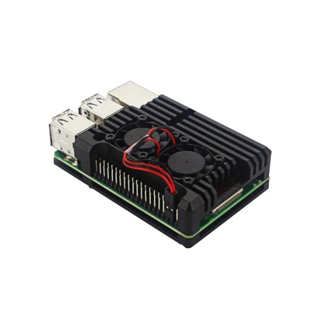 RA458 Корпус ACD Black Metal Aluminum Case with double Fans for Raspberry Pi 3B/3B+ (RASP2244)