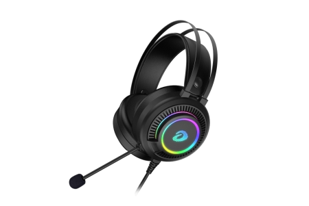 Гарнитура игровая проводная Dareu EH416 Black (черный), подсветка RGB, подключение USB+3.5мм