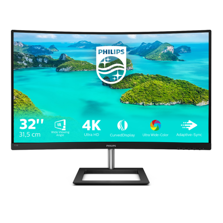 Монитор LCD 31.5'' [16:9] 3840x2160(UHD 4K) VA, Curved, nonGLARE, 60 Hz, 250 cd/m2, H178°/V178°, 2500:1, 1.07B, 4ms, 2xHDMI, DP, Tilt, Speakers, 2Y, Black