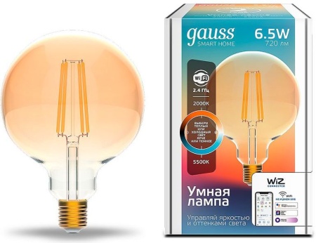 Умная лампа Gauss IoT Smart Home E27 6.5Вт 720lm Wi-Fi (упак.:1шт) (1340112)