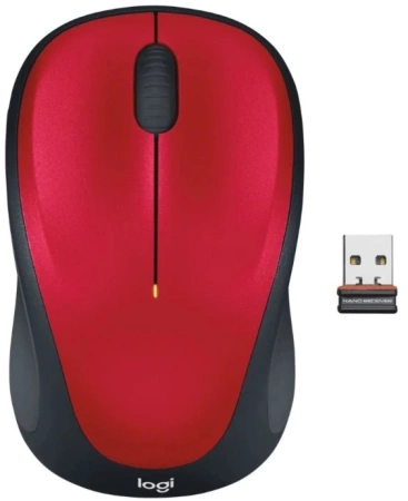 Мышь Logitech M235 красный/черный оптическая (1000dpi) беспроводная USB2.0 для ноутбука (2but)