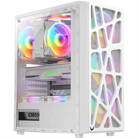 корпус Formula V Line MANA WHITE, ATX, TYPE-C*1, USB2.0*1, USB3.0*1, FRONT 3x120mm FRGB, REAR 1x120mm FRGB