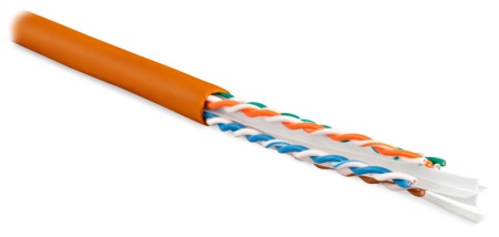 Кабель информационный Hyperline UUTP4-C6-S23-IN-LSZH-OR-305 кат.6 U/UTP 4X2X23AWG LSZH внутренний 305м оранжевый