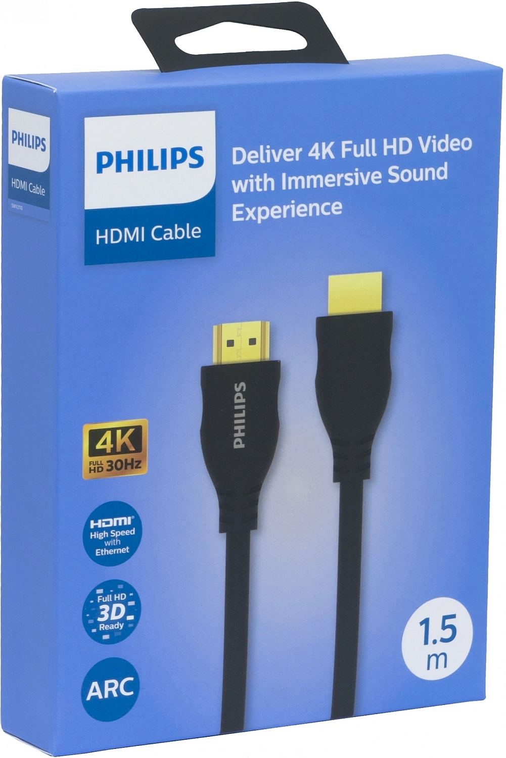 Кабель аудио-видео Philips 4K 30 Гц Full HD HDMI/HDMI 1.5м. позолоч.конт. черный (SWV2110/56)