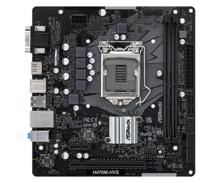 Материнская плата Asrock H470M-HVS R2.0 Soc-1200 Intel H470 2xDDR4 mATX AC`97 8ch(7.1) GbLAN+VGA+HDMI