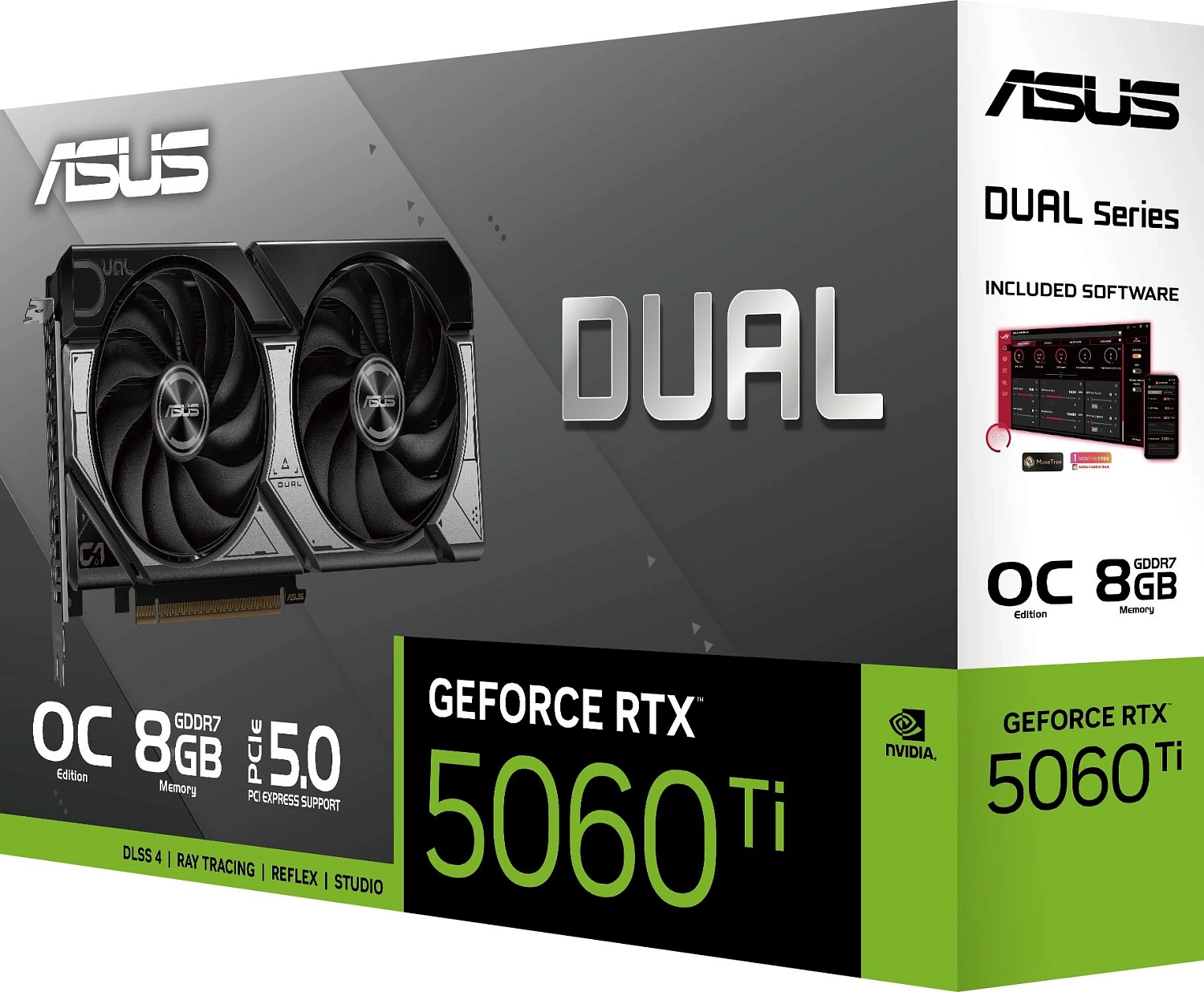 Видеокарта Asus PCI-E 4.0 DUAL-RTX5060TI-O8G NVIDIA GeForce RTX 5060TI 8Gb 128bit GDDR6 2602/28000 HDMIx1 DPx3 HDCP Ret