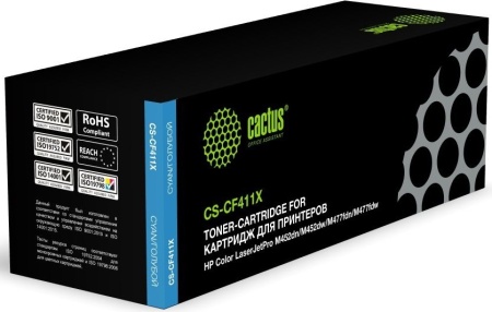 Картридж лазерный Cactus CS-CF411X CF411X голубой (5000стр.) для HP HP CLJ Pro M452dn/ M452dw/M477fdn/M477fdw