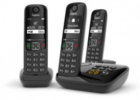 Р/Телефон Dect Gigaset AS690A Trio RUS черный (труб. в компл.:3шт) автооветчик АОН