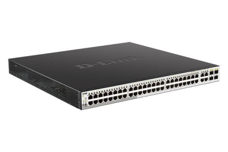 Коммутатор D-Link PROJ Smart L2 Switch 481000Base-T PoE, 4Combo 1000Base-T/SFP, PoE Budget 370W, Compact CLI