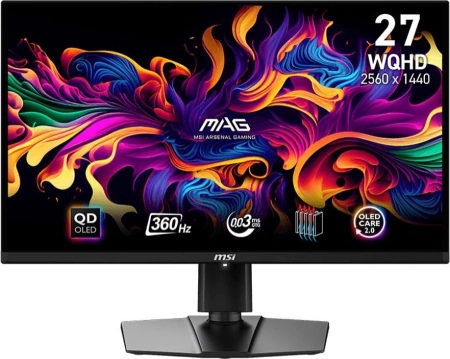 Монитор MSI 26.5" Mag 271QPX QD-OLED черный QD OLED LED 16:9 HDMI M/M матовая HAS Piv 1500000:1 250cd 178гр/178гр 2560x1440 360Hz DP 2K USB 8кг