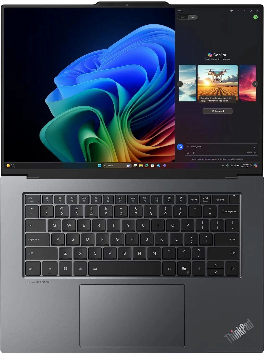 Ноутбук Lenovo ThinkPad X9-15 G1 Aura Core Ultra 7 258V 32Gb SSD1Tb Intel Arc 140V 15.3" OLED Touch 2.8K (2880x1800) Windows 11 Pro grey WiFi BT Cam (21Q60008GQ)