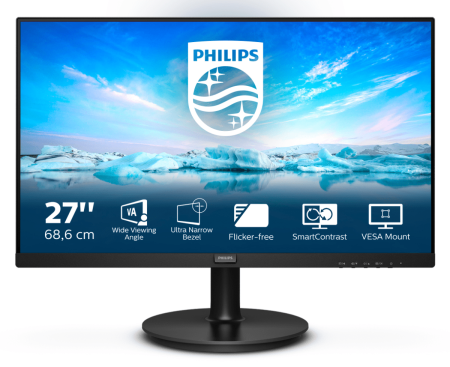 Монитор LCD 27'' [16:9] 1920х1080(FHD) VA, nonGLARE, 250cd/m2, H178°/V178°, 3000:1, 50М:1, 16,7 миллионов цветов, 4ms, VGA, HDMI, Tilt, Swivel, 3Y, Black