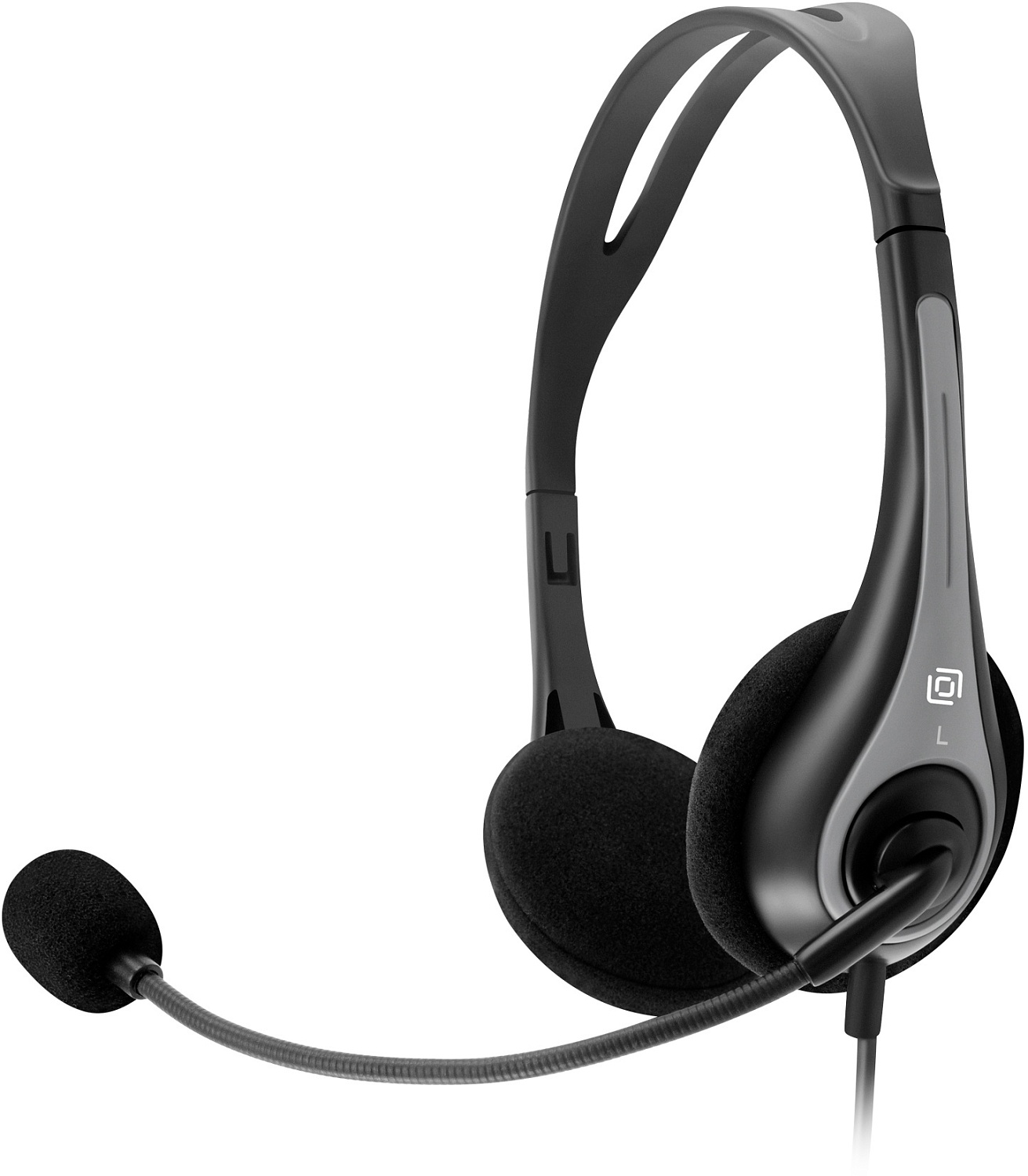 Наушники с микрофоном Оклик HS-M300 черный/серый 1.8м накладные оголовье (1876323)