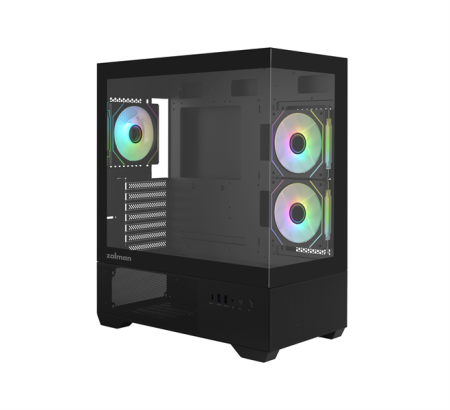 корпус ZALMAN CHRONIX, ATX, BLACK, WINDOW, 1xCombo (3.5’’ or 2.5’’), 1x3.5’’HDD, 2x2.5’’SSD, 1xUSB2.0, 1xUSB3.0, 1xUSB Type-C, SIDE 2x120mm ARGB, REAR 1x120mm ARGB
