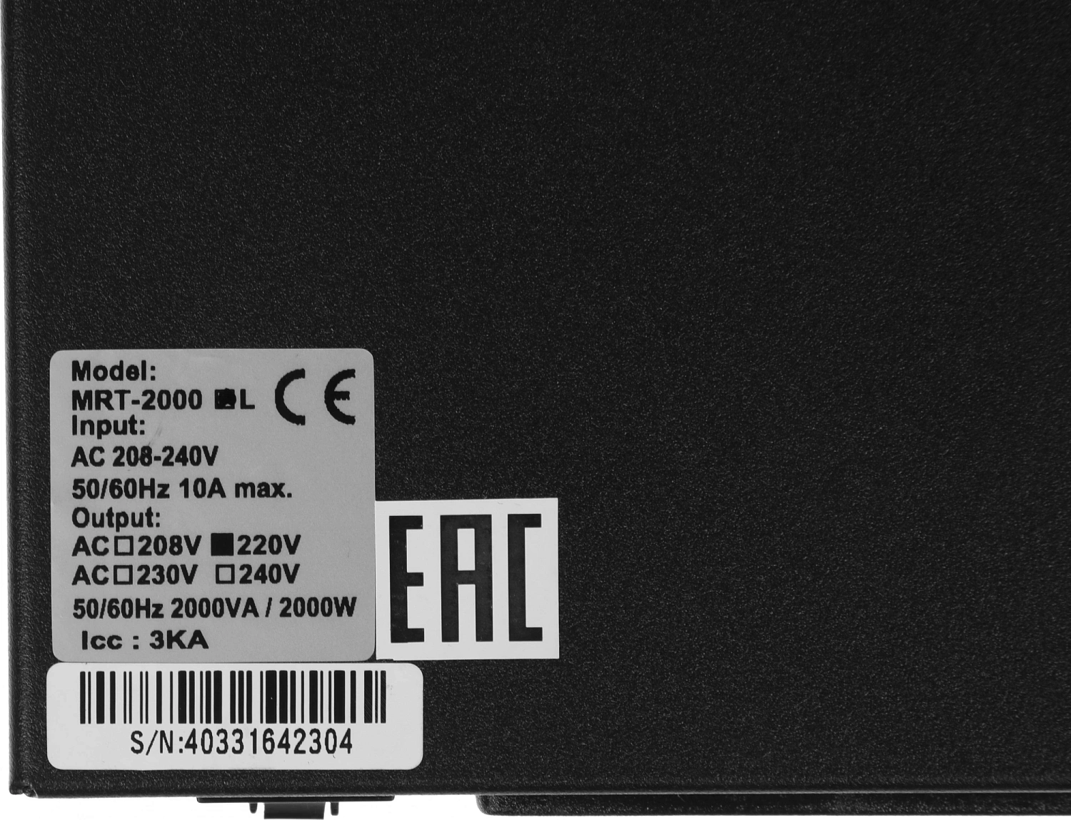 Источник бесперебойного питания Powercom Macan MRT-2000-L 2000Вт 2000ВА черный без батареи