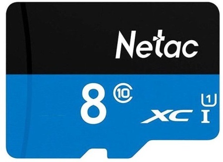 Носитель информации Netac P500 Standard 8GB MicroSDHC C10 up to 20MB/s, retail pack card only