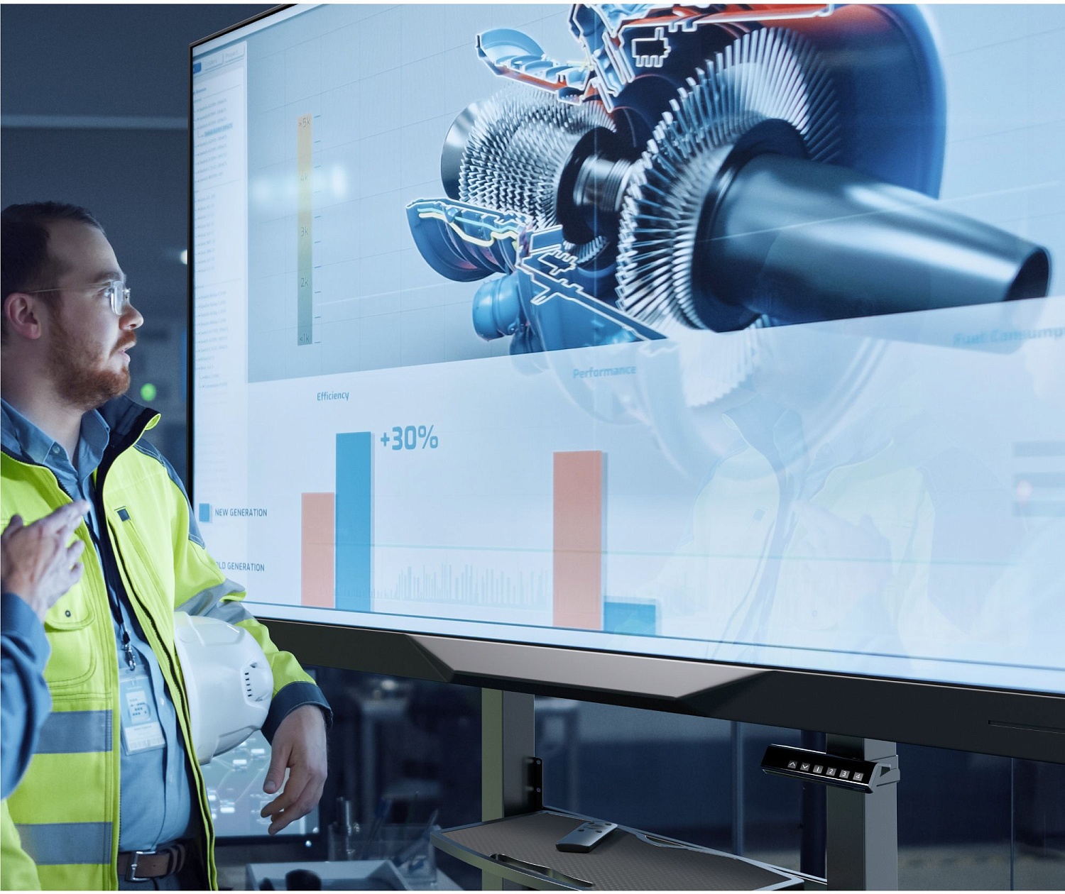 Стойка для телевизора Onkron TS1991 eLift черный 50"-100" макс.120кг напольный наклон