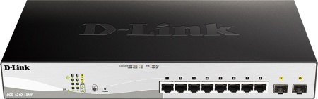 Коммутатор D-Link PROJ Smart  L2 Switch 8х1000Base-T PoE, 2х1000Base-X SFP, PoE Budget 130W, Compact CLI