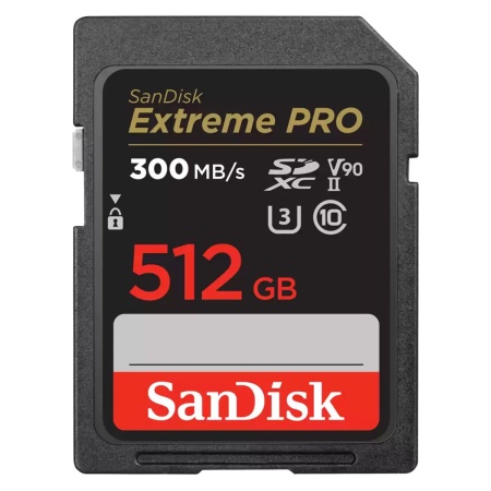 Карта памяти SanDisk Extreme PRO 512GB SDXC Memory Card up to 300MB/s, UHS-II, Class 10, U3, V90