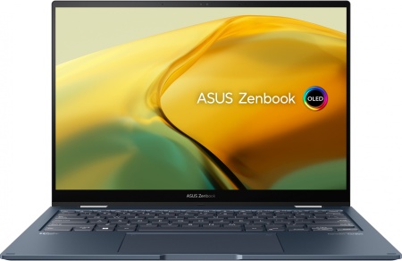 Ноутбук Asus Zenbook 14 Flip OLED UP3404VA-KN184W Core i7 1360P 16Gb SSD1Tb Intel Iris Xe graphics 14" OLED Touch 2.8K (2880x1800) Windows 11 Home blue WiFi BT Cam Bag (90NB10E2-M008S0)