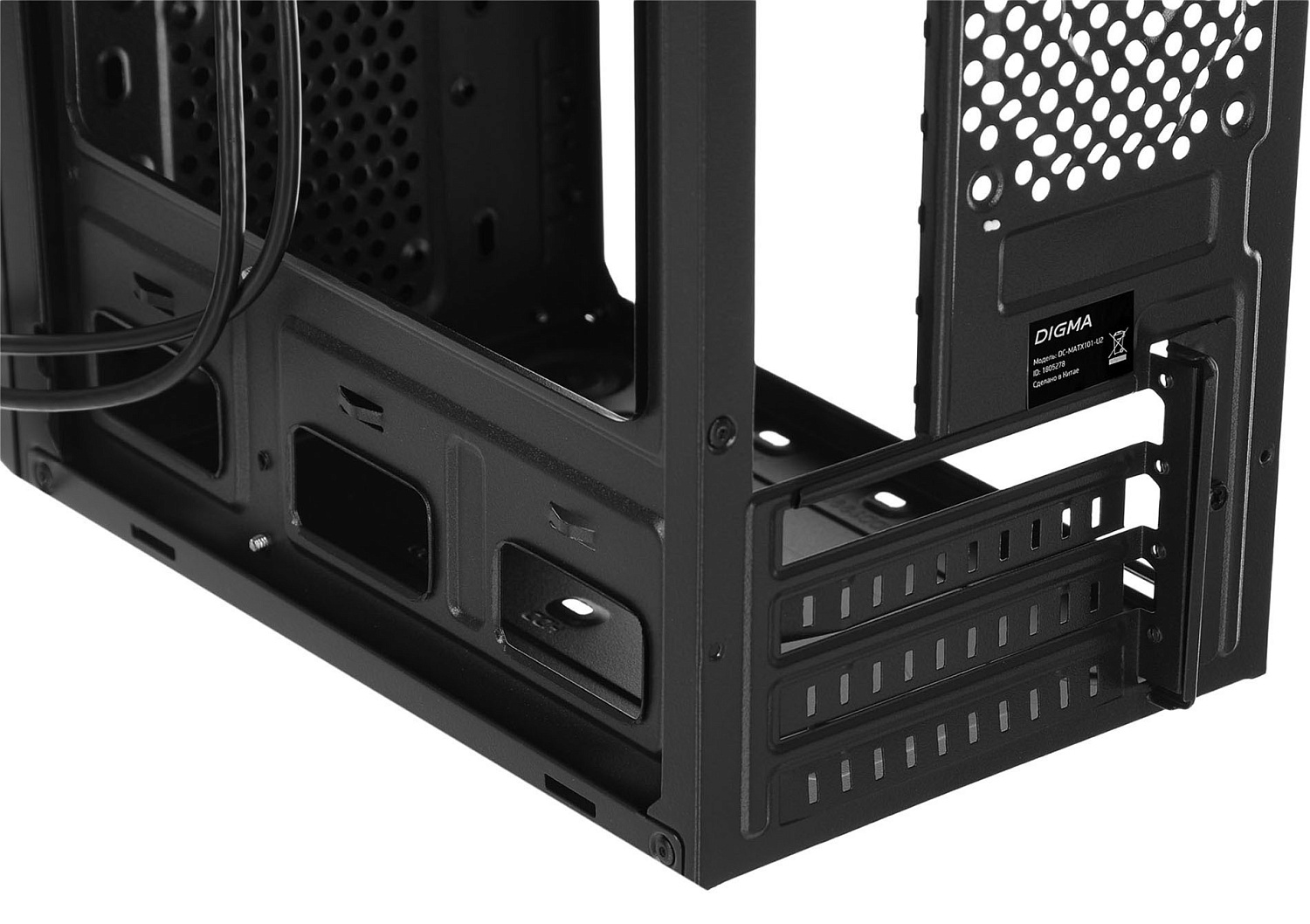 Корпус Digma DC-MATX101-U2 черный без БП mATX 1x80mm 2x120mm 2xUSB2.0 audio