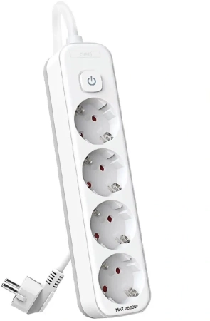 Сетевой фильтр Deli ET434 1.8м (4 розетки) белый (пакет ПЭ) Сетевой фильтр Deli ET434 1.8м (4 розетки) белый (пакет ПЭ)