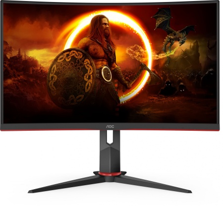 Монитор AOC 27" Gaming CQ27G2U черный/красный VA LED 1ms 16:9 HDMI M/M матовая HAS Piv 300cd 178гр/178гр 2560x1440 144Hz FreeSync Premium VGA DP 2K USB 5.96кг