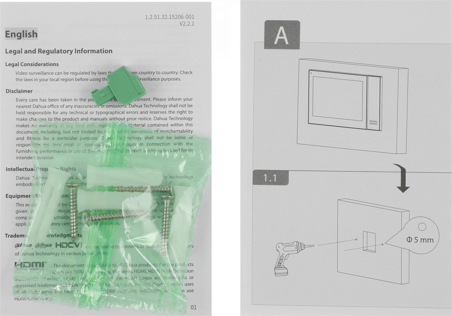 Видеодомофон Dahua DHI-VTH2421FB-P черный