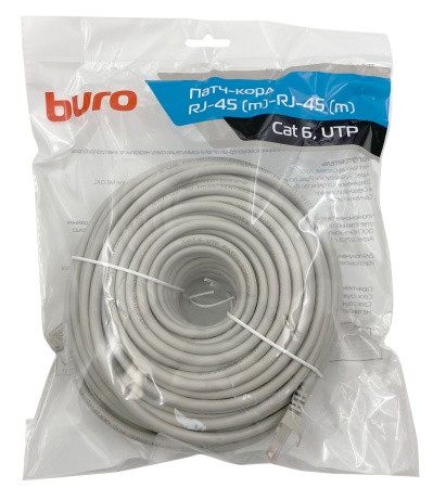 Патч-корд Buro UTP 4 пары cat6 CCA molded 30м серый RJ-45 (m)-RJ-45 (m)