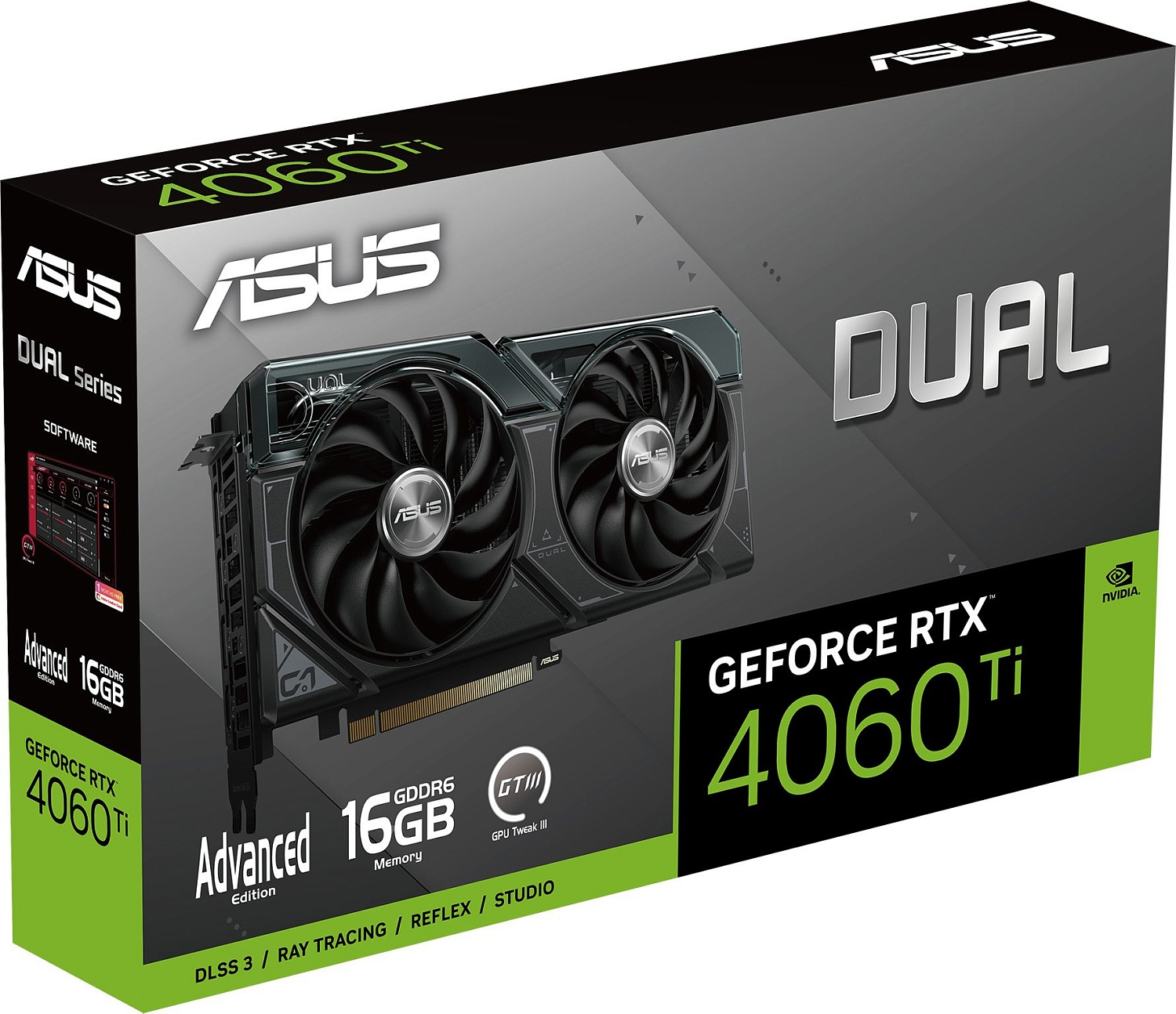 Видеокарта ASUS DUAL-RTX4060TI-A16G//RTX4060TI 16G HDMI DP*3 16G D6; 90YV0JH7-M0NA00