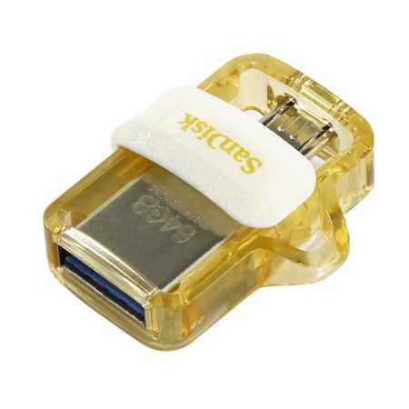 USB накопитель SanDisk Ultra Dual Drive, White-Gold, Retail, 4x6 Insert 64GB