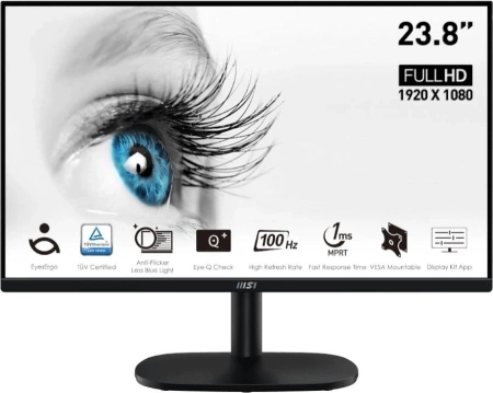 Монитор MSI 23.8" Pro MP245V черный VA LED 4ms 16:9 HDMI 4000:1 300cd 178гр/178гр 1920x1080 100Hz VGA FHD 3.07кг