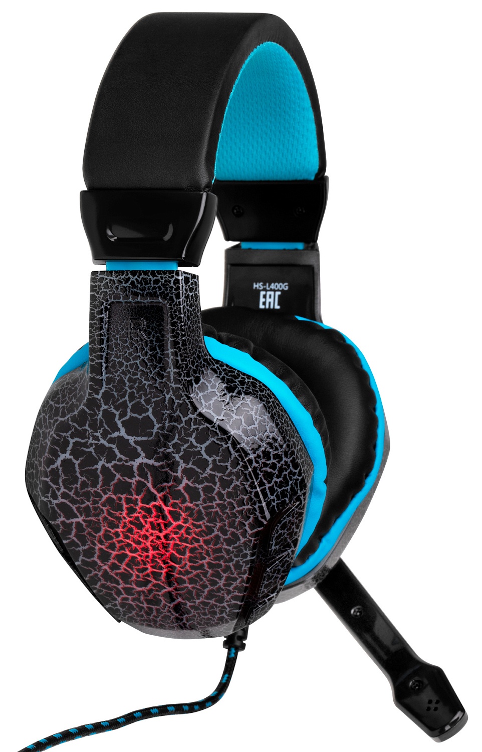 Наушники с микрофоном Оклик HS-L400G ZEUS черный/синий 2.2м мониторные оголовье (359480)