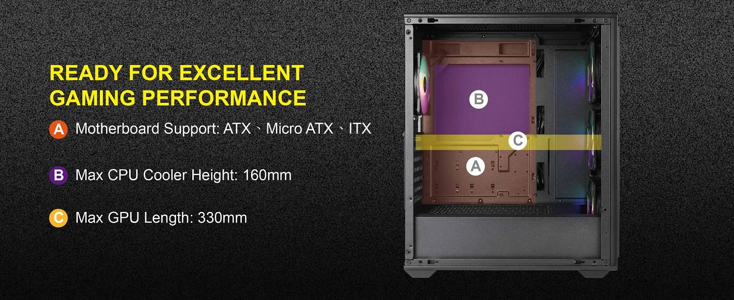 Корпус Azza FOREST черный без БП ATX 4x120mm 2xUSB3.0 audio bott PSU