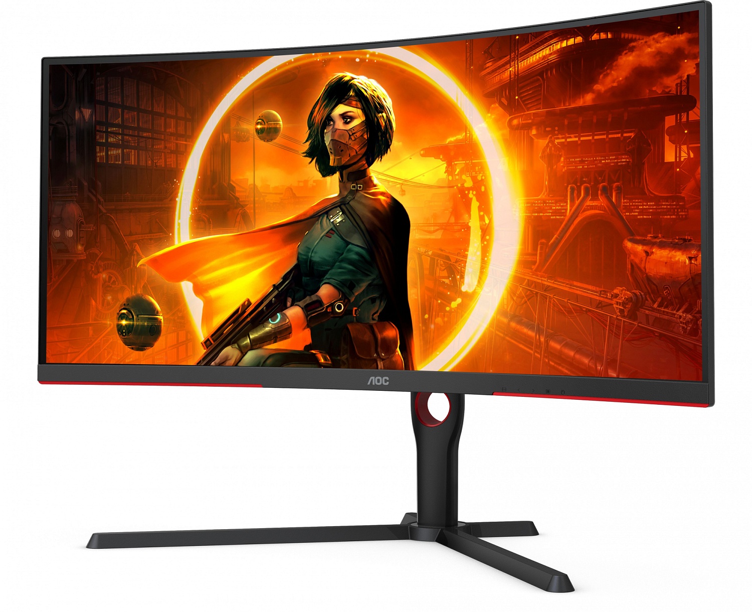 Монитор AOC 34" Gaming CU34G3S/BK черный/красный VA LED 1ms 21:9 HDMI M/M матовая HAS Piv 300cd 178гр/178гр 3440x1440 165Hz FreeSync Premium DP 2K USB 8.25кг