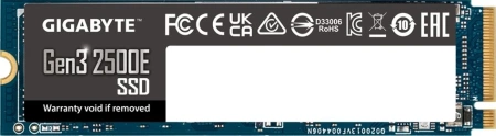 M.2 2280 1TB Gigabyte 2500E Client SSD
 G325E1TB PCIe Gen3x4 with NVMe, 2400/1800, IOPS 130/350K, MTBF 1.5M, 3D NAND, DRAM less, 240TBW, 0,22DWPD, RTL
(844387)