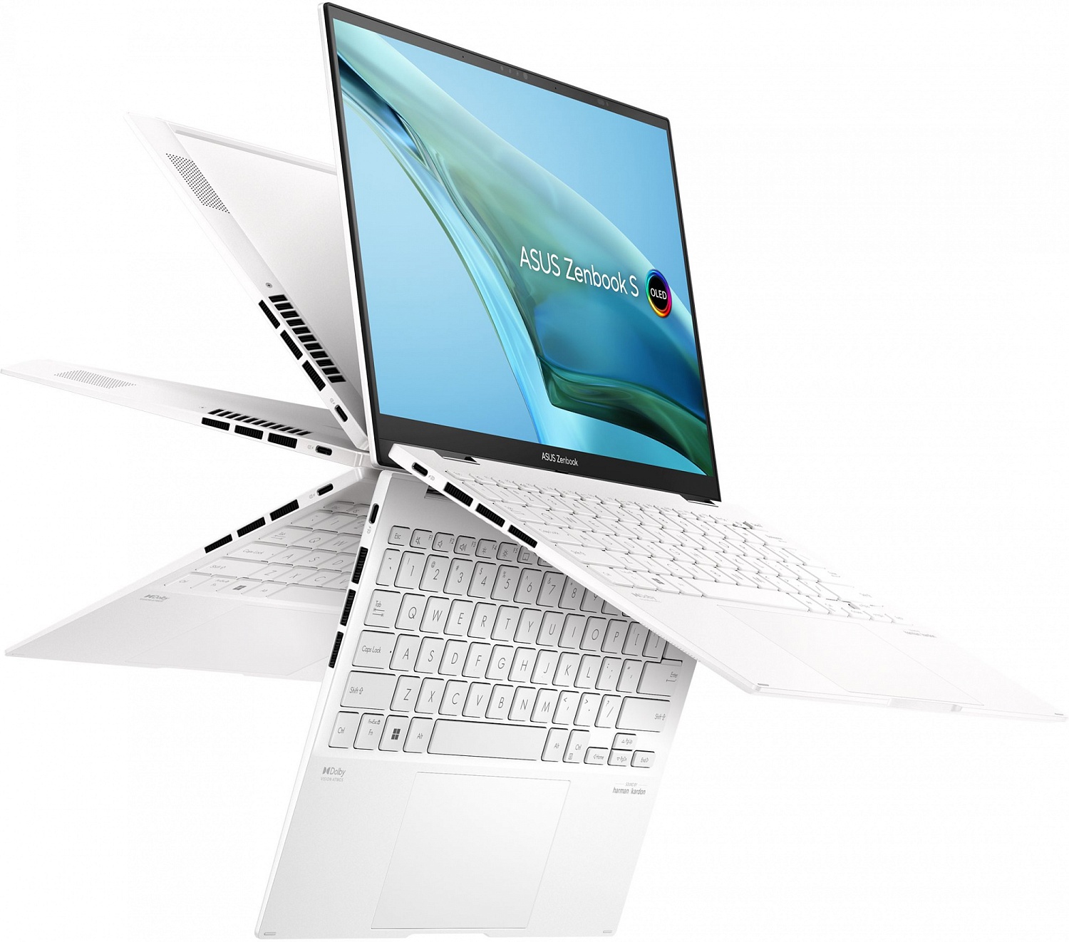 Ноутбук Asus ZenBook Flip S 13 OLED UP5302ZA-LX426W Core i5 1240P 16Gb SSD512Gb Intel Iris Xe graphics 13.3" OLED Touch 2.8K (2880x1800) Windows 11 Home white WiFi BT Cam Bag (90NB0VV2-M00L80)