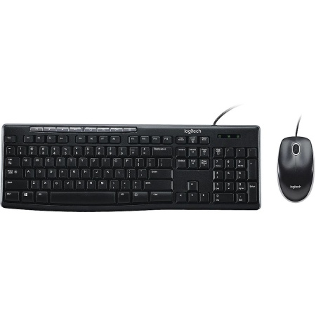 Комплект Logitech Desktop MK200 цвет черный, клавиатура 112 клавиш (8 мультимедиа), USB 1.8м, мышь 1000dpi, USB 1.8м, RTL