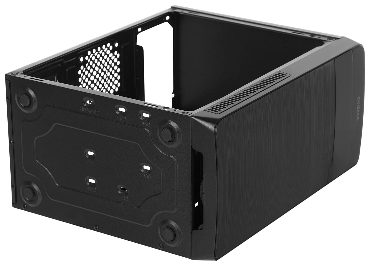 Корпус Digma DC-MATX104-U2 черный без БП mATX 1x80mm 2x120mm 2xUSB2.0 audio