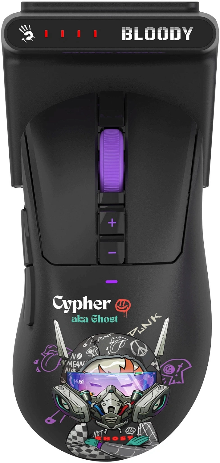 Мышь A4Tech Bloody R73 Ultra Duo черный/рисунок оптическая 20000dpi беспров. USB-C 7but (R73 ULTRA DUO CYPHER GHOST) Мышь A4Tech Bloody R73 Ultra Duo черный/рисунок оптическая 20000dpi беспров. USB-C 7but (R73 ULTRA DUO CYPHER GHOST)