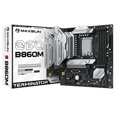 Материнская плата Maxsun MS-Terminator B860M B860, LGA1851, 4*DDR5, 1*PCIEx16, 1*PCIEx4, 1*PCIEx1, 3*M.2, 1*TypeC, 2*USB3.2Gen2, 2*USB3.2Gen1, 10*USB2.0, 4*SATA3.0, 2.5G, Type-C(DP), DP, HDMI, M-ATX, RTL
