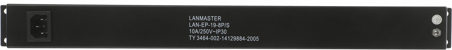 Блок распределения питания Lanmaster LAN-EP19-8P/S-1.8M гор.размещ. 8xSchuko базовые 10A C14 1.8м
