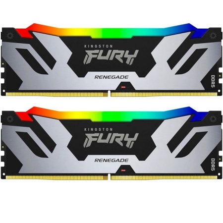 Модуль памяти Kingston 64GB DDR5 6400 FURY Renegade Silver/Black RGB XMP Non-ECC Unbuffered DIMM (Kit 2*32gb) 2RX8 32-39-39 1.4V 288-pin 16Gbit