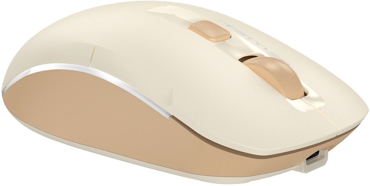 Мышь A4Tech Fstyler FB26CS Air бежевый/коричневый оптическая (2000dpi) silent беспроводная BT/Radio USB для ноутбука (4but)