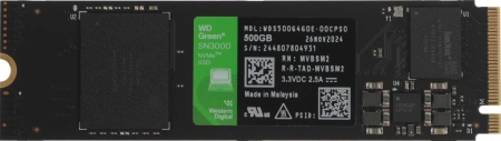 Накопитель SSD WD PCIe 4.0 x4 500GB WDS500G4G0E SN3000 Green M.2 2280
