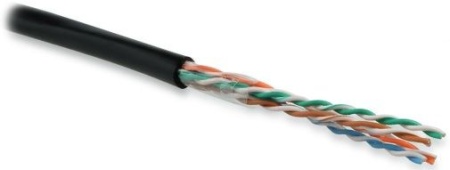 Кабель информационный Hyperline UUTP4-C5E-S24-OUT-PE-BK-100 кат.5E U/UTP 4X2X24AWG PE внутренний 100м черный